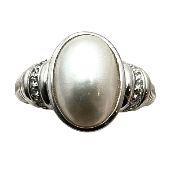 Judith Ripka Womens Ring Sterling Silver Pearl Size 9 - Picture 1 of 4
